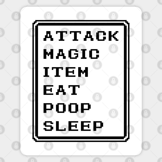 Final Fantasy Battle Menu Eat Poop Sleep White Mage Version Magnet by inotyler